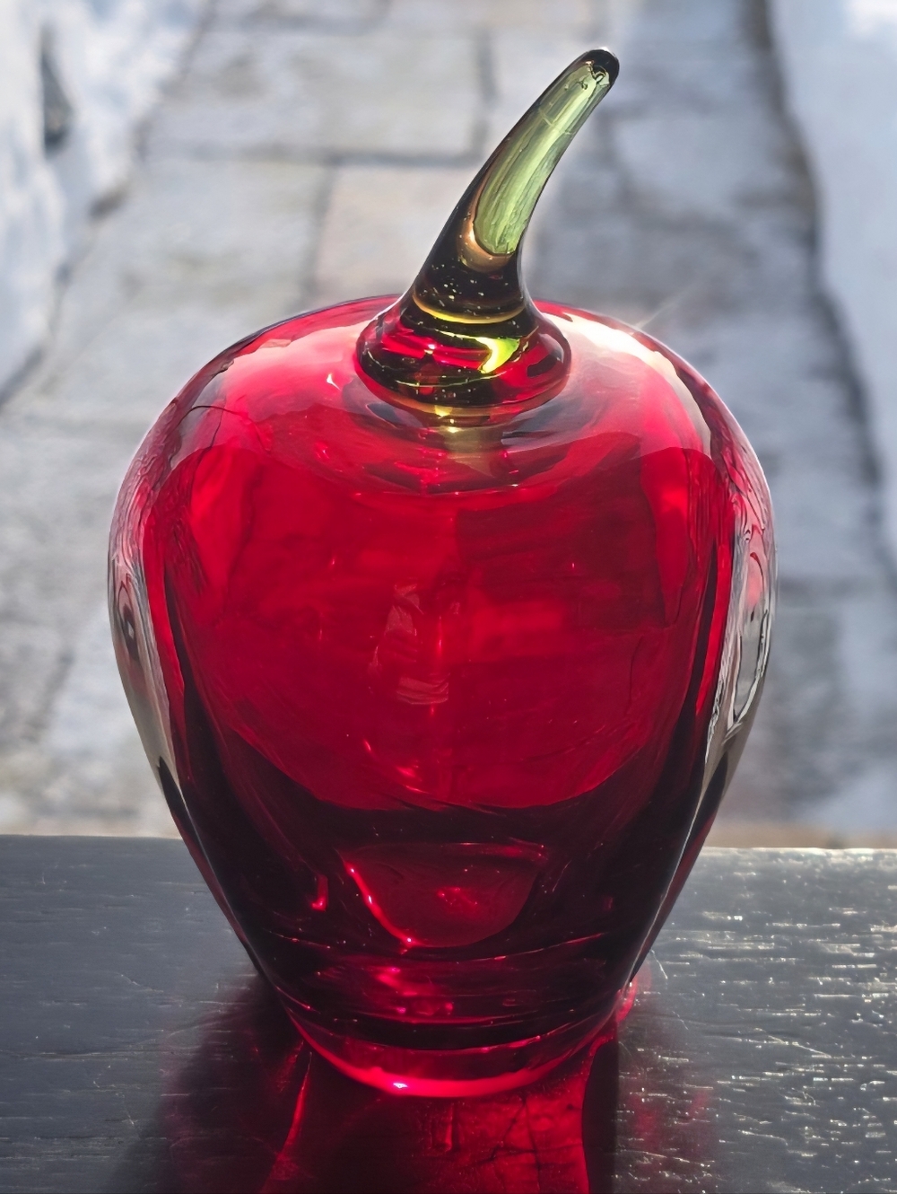 Vintage MCM Viking/Rainbow Glass Red Bell Pepper w Green Stem